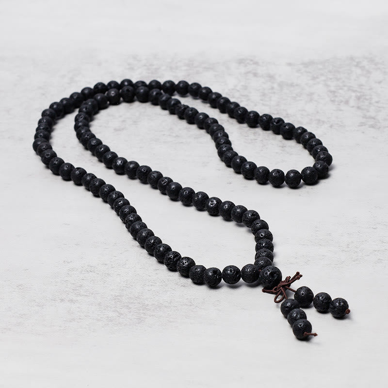 Natural 108 Lava Stone Beads Multi-Wrap Prayer Mala Bracelet Necklace