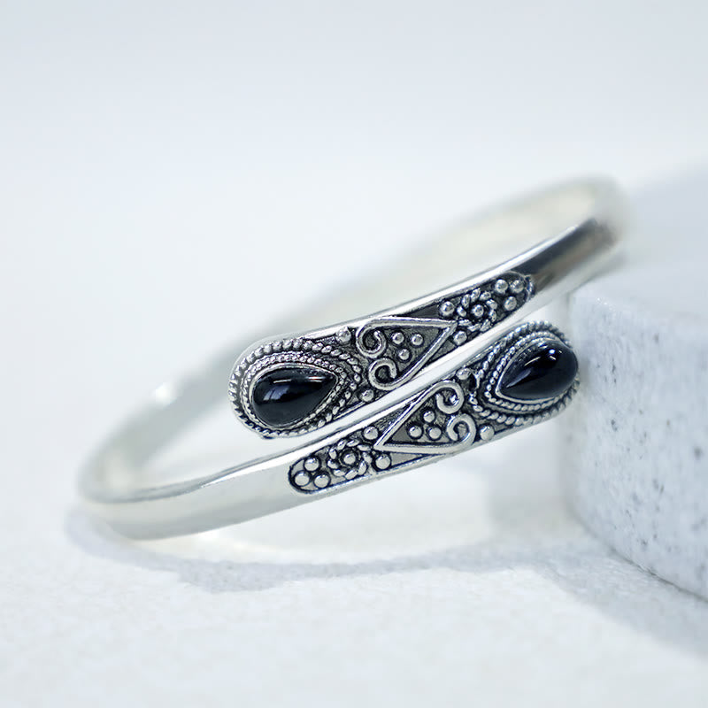 Zircon Water Drop Pattern Healing Cuff Bracelet Bangle