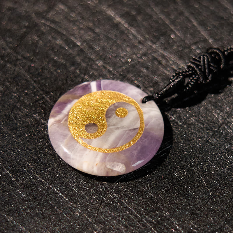 Various Crystal Amethyst Tiger Eye Green Aventurine Yin Yang Spiritual Necklace Pendant