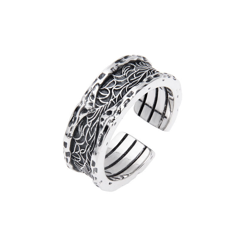 Retro 925 Sterling Silver Tang Dynasty Flower Adjustable Ring