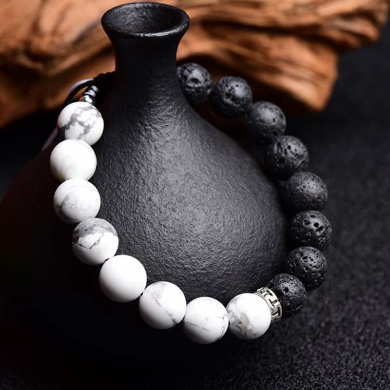 Yin Yang Lava Stone Protection Bracelet