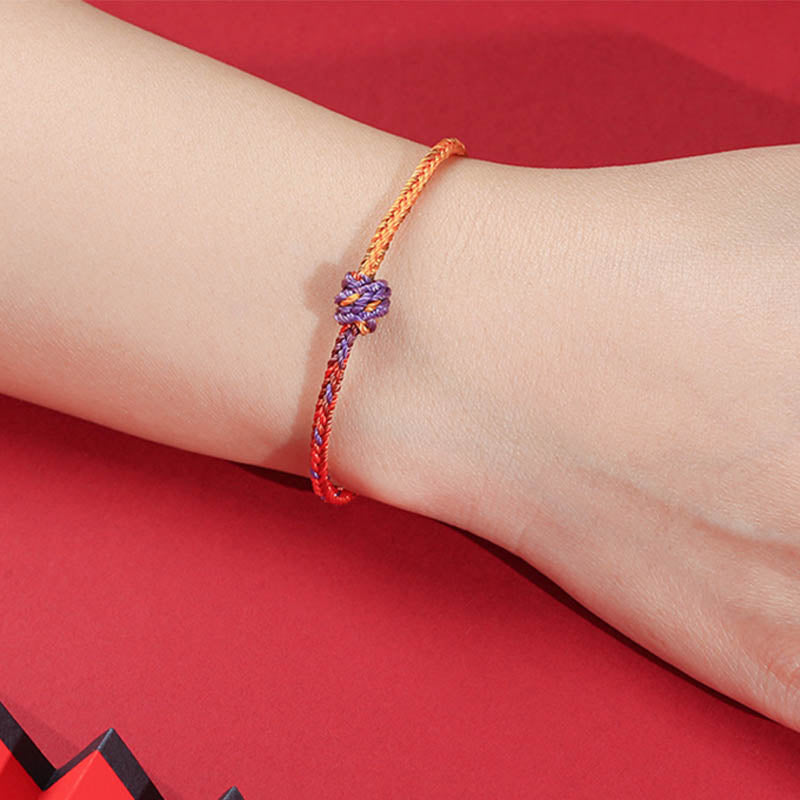 Handcrafted Purple Gold and Red Braided Rope Bracelet