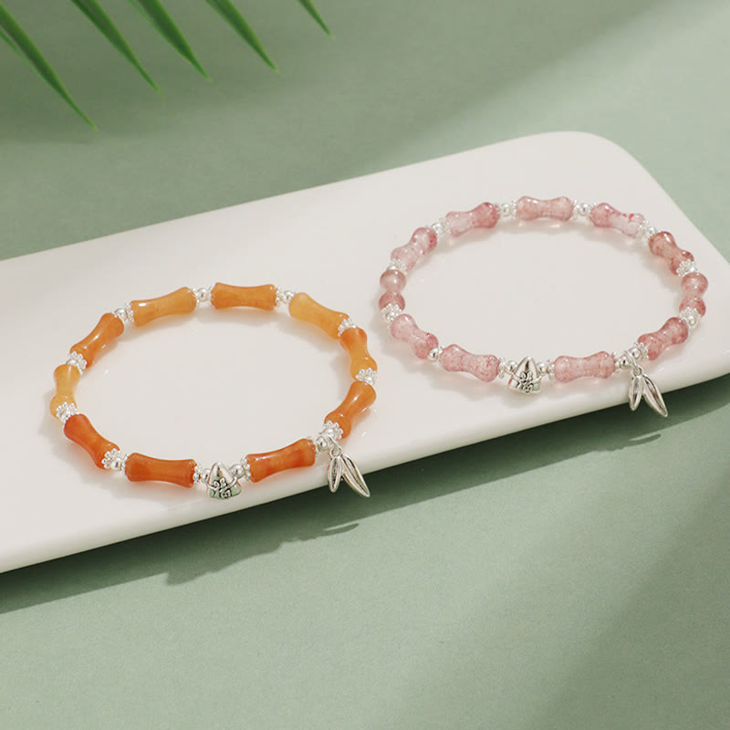 White Jade & Multi-Gemstone Copper Bamboo Fu Character Beaded Bracelet