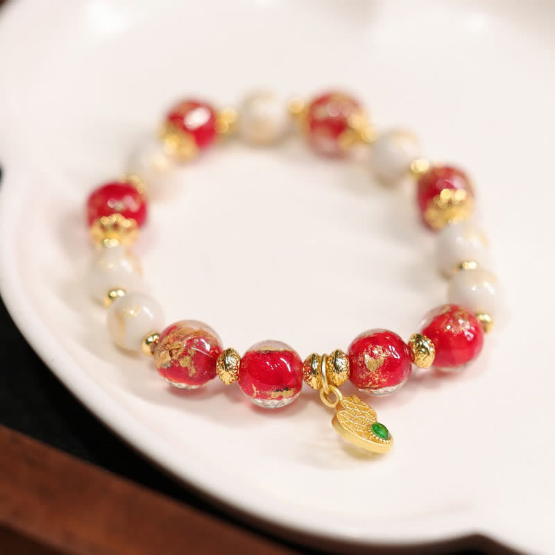 Gourd God Of Wealth Charm Fortune Liuli Glass Bead Incense Ash Porcelain Bead Bracelet