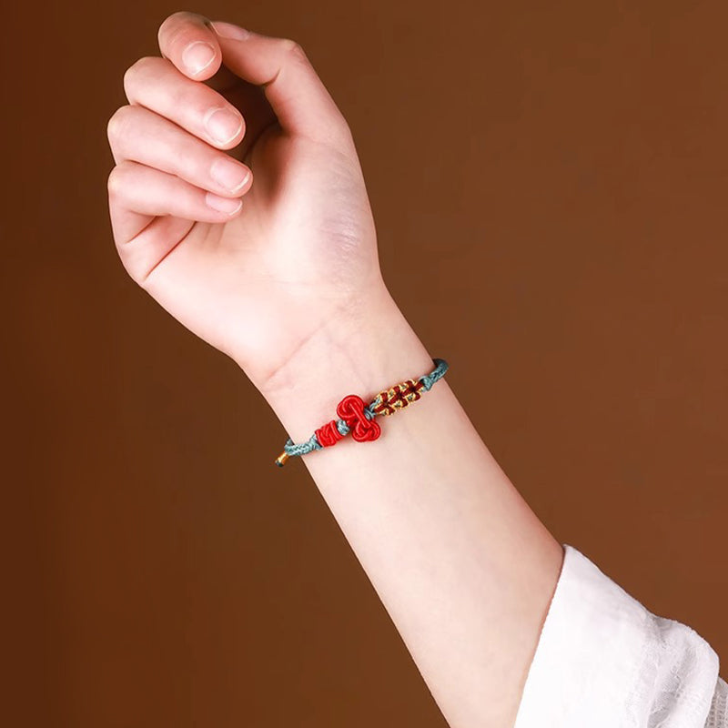 Hand-Braided Wenchang Endless Knot Red String Cord Bracelet