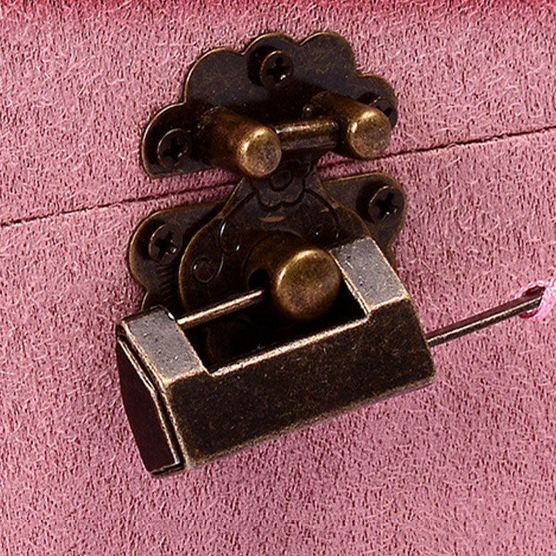 Elegant Two-Layer Flannel Jewelry Box Organizer with Secure Lock