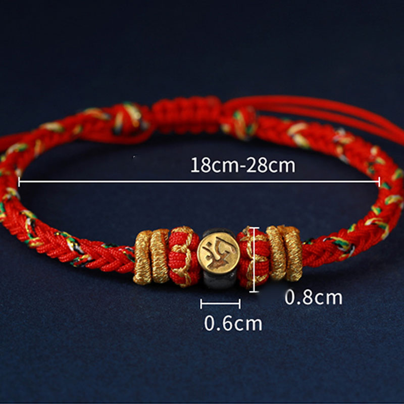 Hand-Braided Red String Sterling Silver Zodiac Guardian Buddha Bracelet