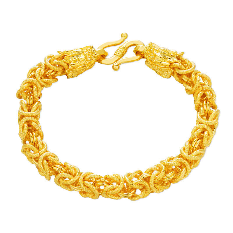 24k Gold Plated Double Headed Dragon Protection Bracelet