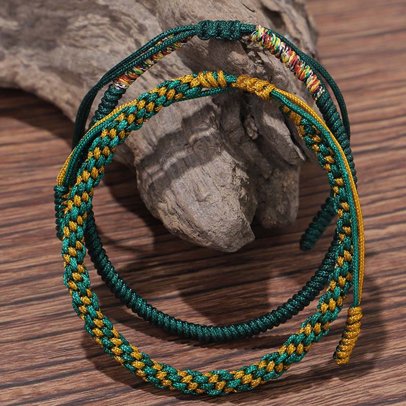 Handmade Tibetan Copper Beads & Endless Knot Woven Bracelet Set - 3 Pieces