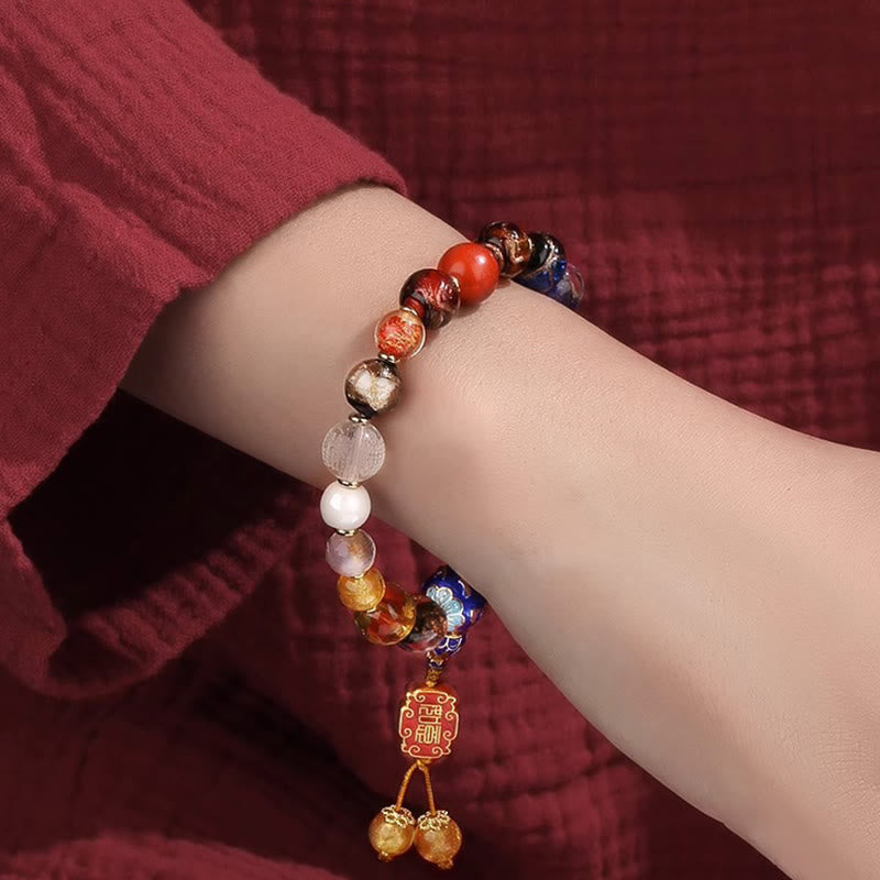 Tibetan Colorful Incense Ash Liuli Glass Bead Om Mani Padme Hum Dorje Vajra 18 Beads Wrist Mala