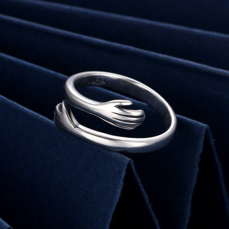 925 Sterling Silver Love Hug Thumb Ring