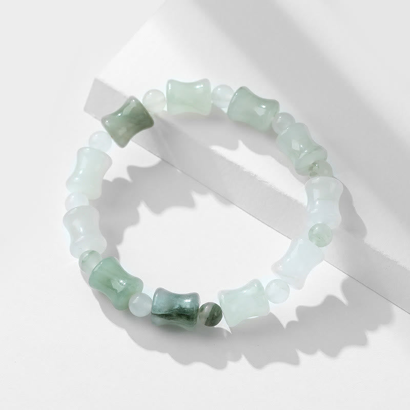 Zeniora Jade & Bamboo Pattern Elastic Bracelet