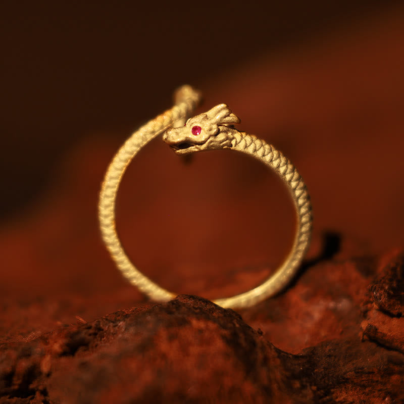 Vintage Sterling Silver Adjustable Dragon Motif Statement Ring