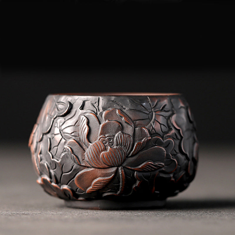Lotus Leaf Flower Landscape Dragon Bamboo Ceramic Teacup Kung Fu Tea Cup Bowl