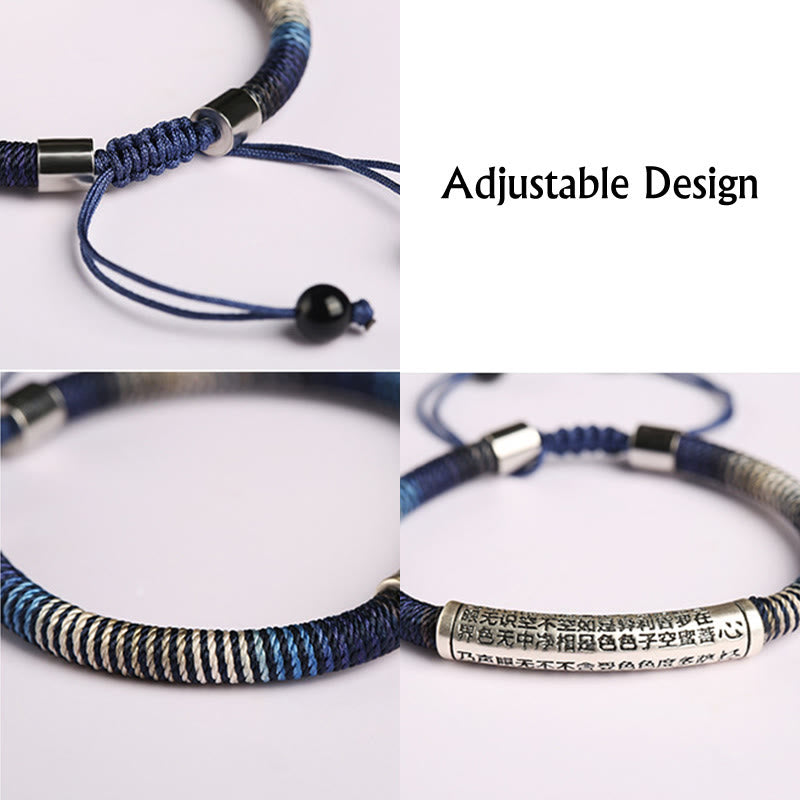 999 Sterling Silver Heart Sutra Calm Handmade Braided Bracelet