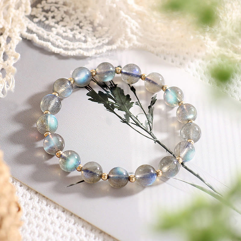 14k Gold Plated Natural Moonstone Healing Love Bracelet