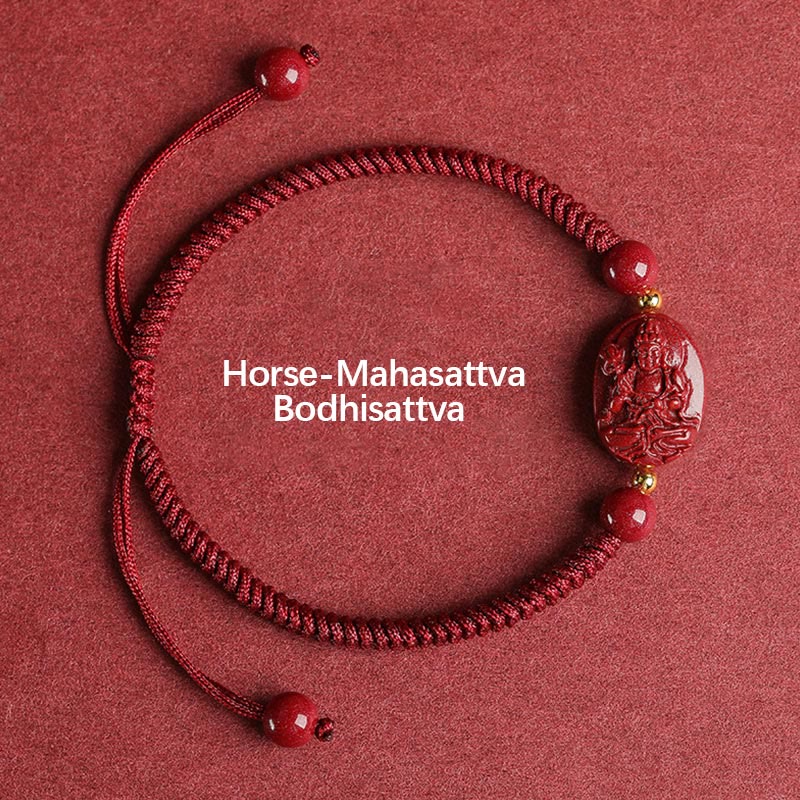 Chinese Zodiac Natal Buddha Cinnabar Keep Away Evil Spirits Rope Bracelet