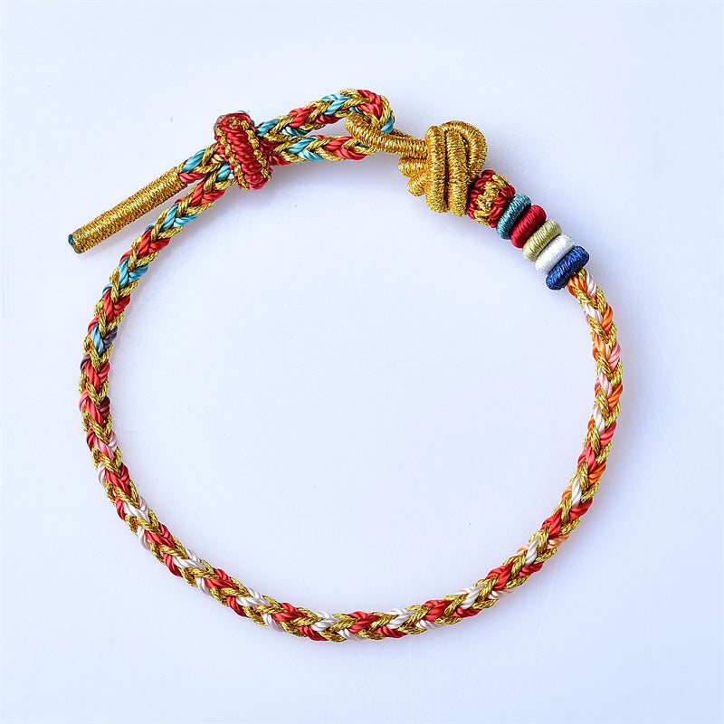 Handcrafted Colorful Gold Braid Rope Bracelet for Energetic Balance