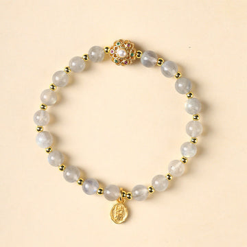Labradorite 14K Gold Plated Fu Character Energy Anchor Bracelet