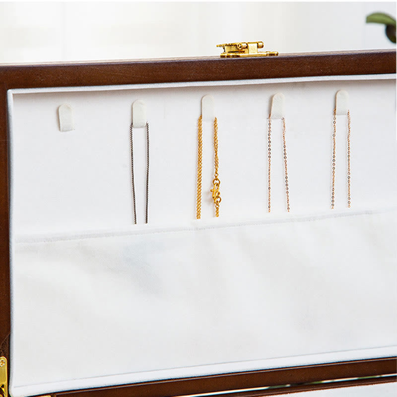 Retro Three-Layer Wooden Jewelry Storage Box & Organizer