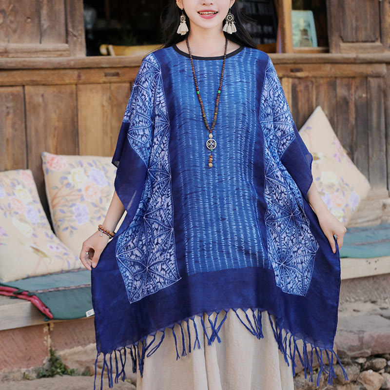 Batik Striped Cozy Travel Meditation Shawl Wrap