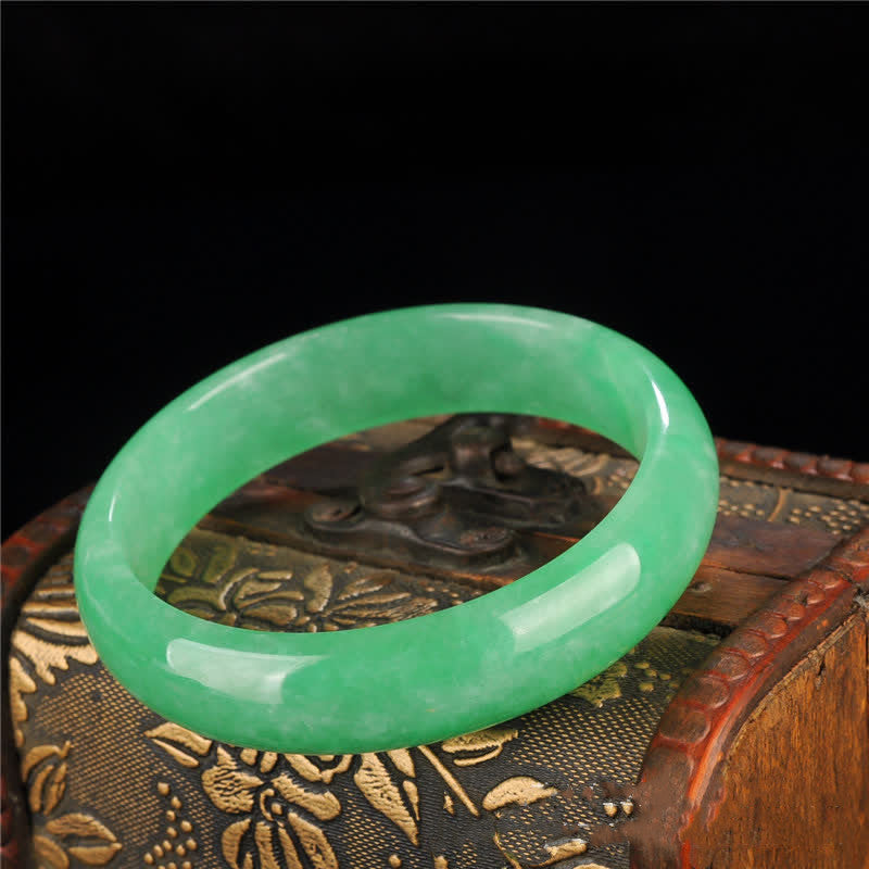 Authentic Natural Jade Stone Polished Solid Bangle Bracelet