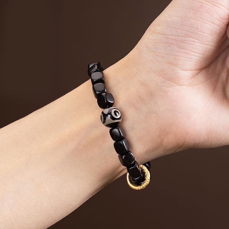 Tibetan Ebony Wood Dzi Bead Balance Calm Bracelet