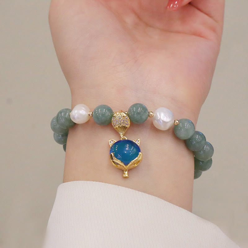Jade Pearl Color-Changing Fox Charm Luck Bracelet