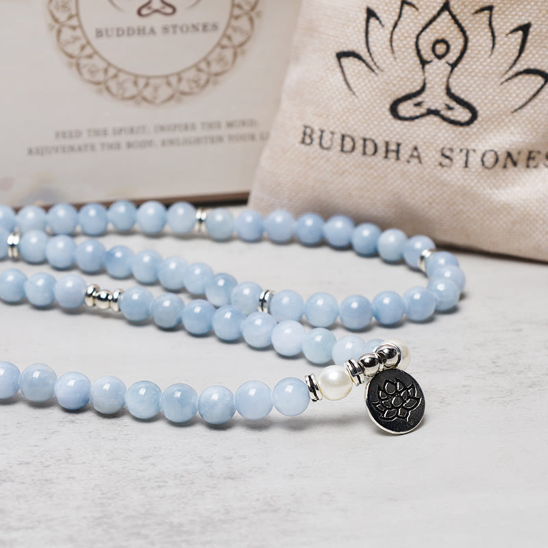 108 Mala Beads Aquamarine Healing Bracelet