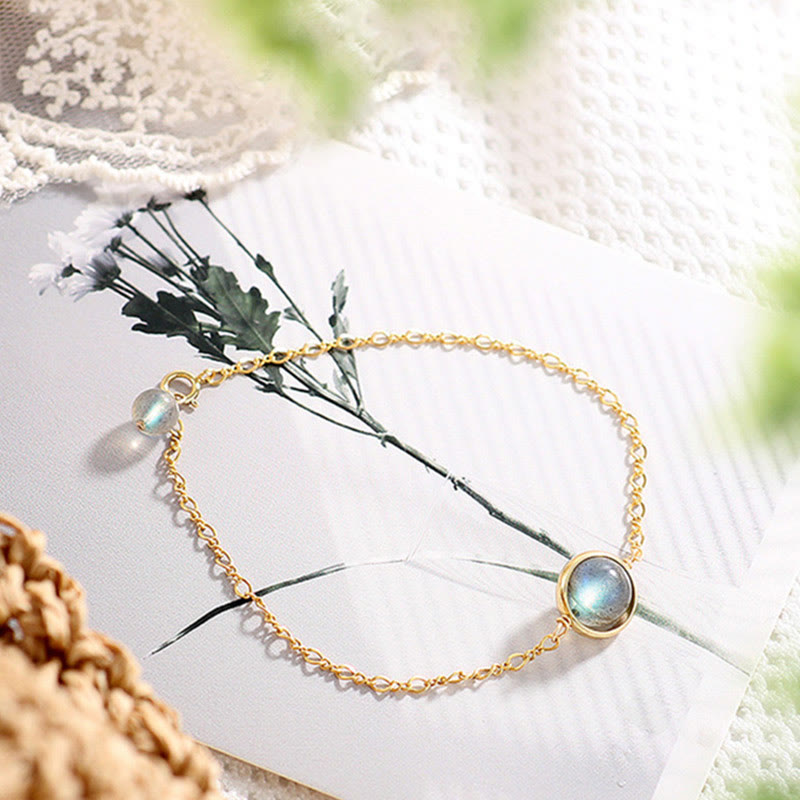 14k Gold Plated Natural Moonstone Healing Love Bracelet