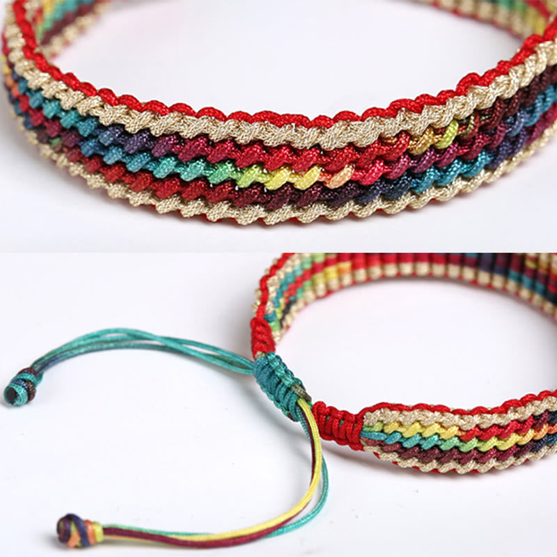 Tibet Handmade Rainbow Multicolored Protection Braided String Bracelet