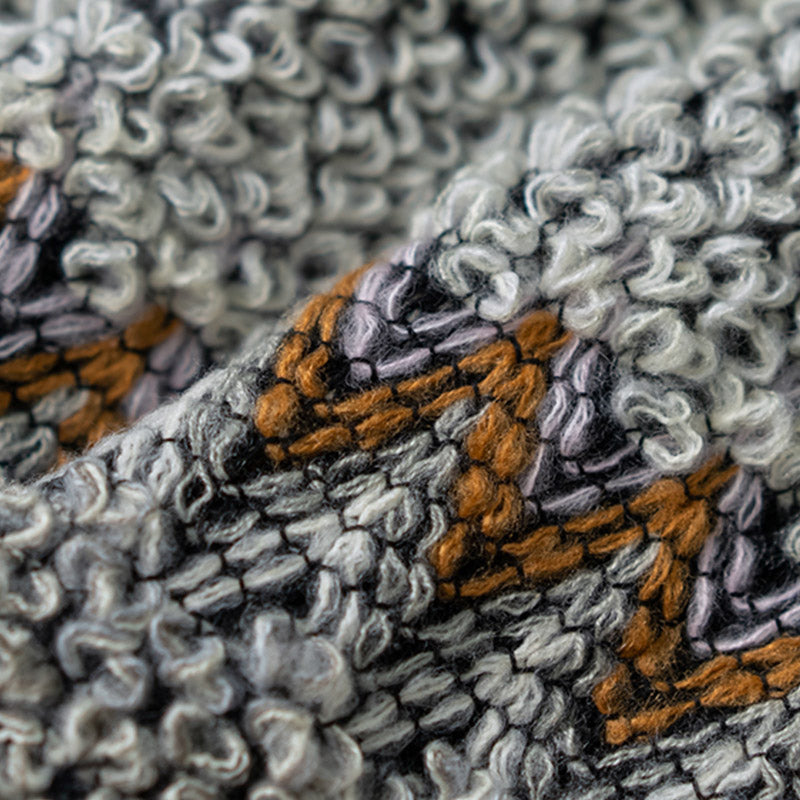 Tibetan Shawl Gray Brown Striped Knitted Tassels Winter Cozy Travel Scarf Wrap