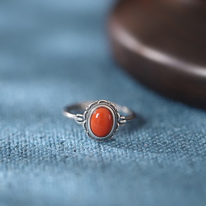 Handcrafted 925 Sterling Silver Turquoise and Red Agate Inlay Band Ring