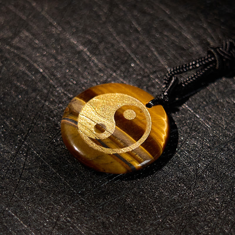 Various Crystal Amethyst Tiger Eye Green Aventurine Yin Yang Spiritual Necklace Pendant