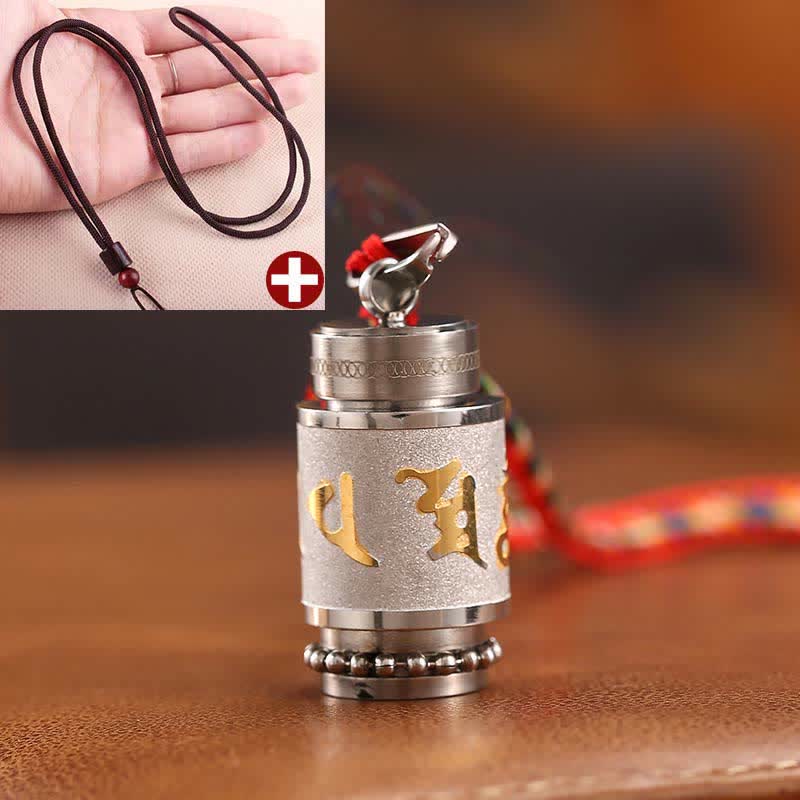 Tibet Om Mani Padme Hum Shurangama Mantra Titanium Steel Wisdom Amulet Necklace Pendant