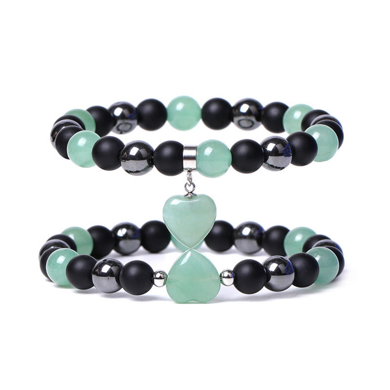 Black Onyx Tiger Eye Stone Crystal Love Heart Protection Bracelet