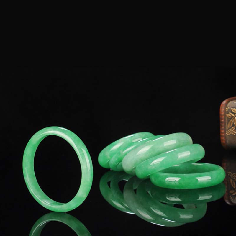 Authentic Natural Jade Stone Polished Solid Bangle Bracelet
