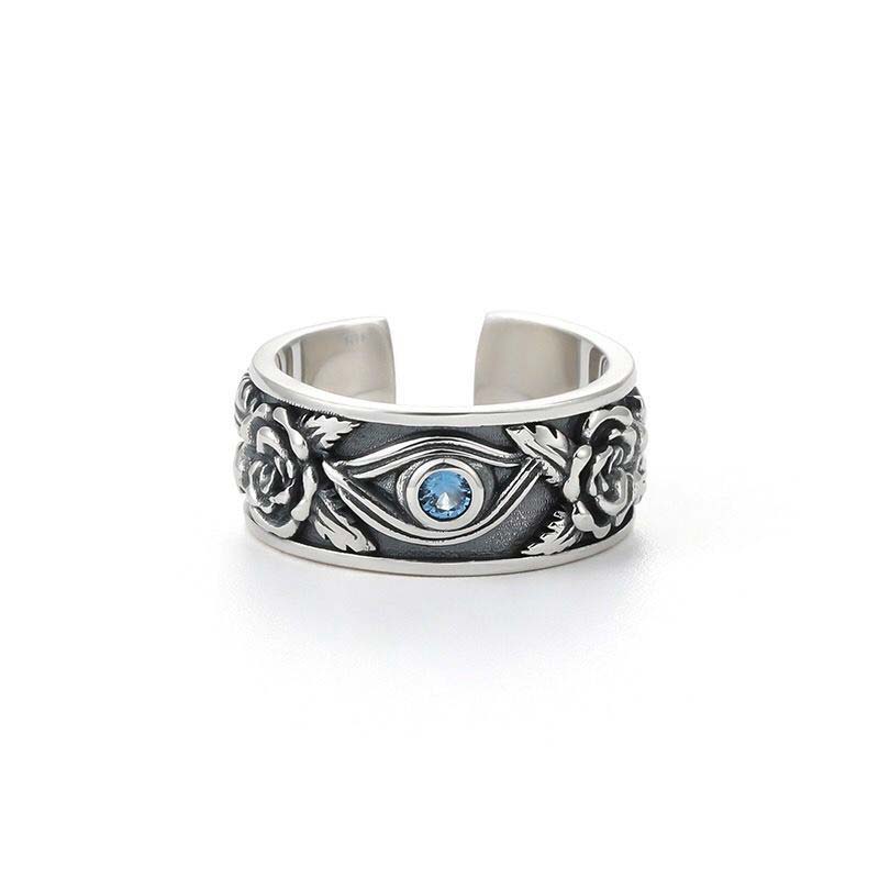 Eye Of Horus Crystal Protection Adjustable Ring
