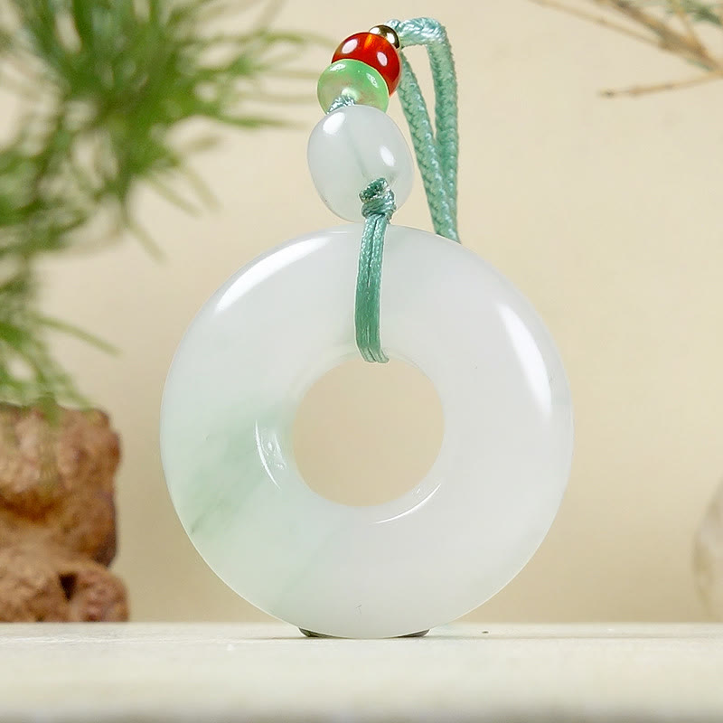 Natural Jade Peace Buckle Prosperity Necklace Pendant