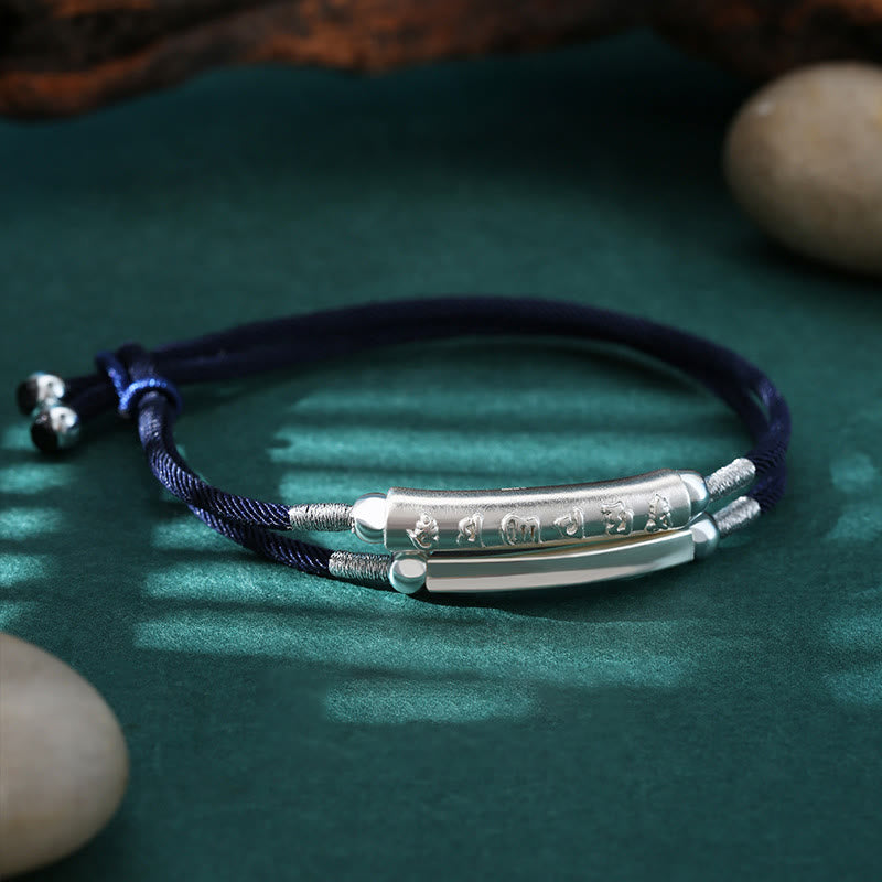 Handmade 999 Sterling Silver Om Mani Padme Hum Lotus Peace Braided Bracelet