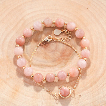 Sun Stone Strawberry Quartz Crystal Positive Bracelet