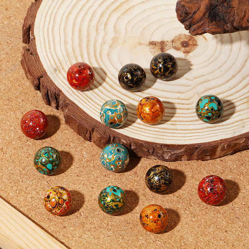 Natural Multicolored Lacquer Beads Calm Bracelet