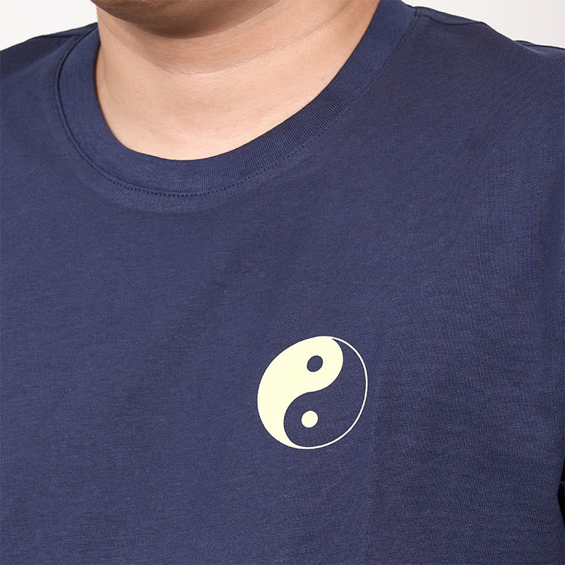 Men's Summer Round Neck Short Sleeve Yin Yang Cotton T-Shirt
