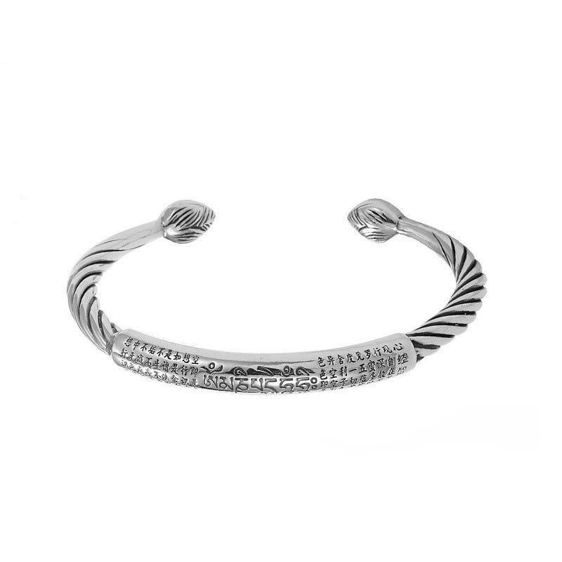 Tibetan Om Mani Padme Hum Heart Sutra Purity Cuff Bracelet