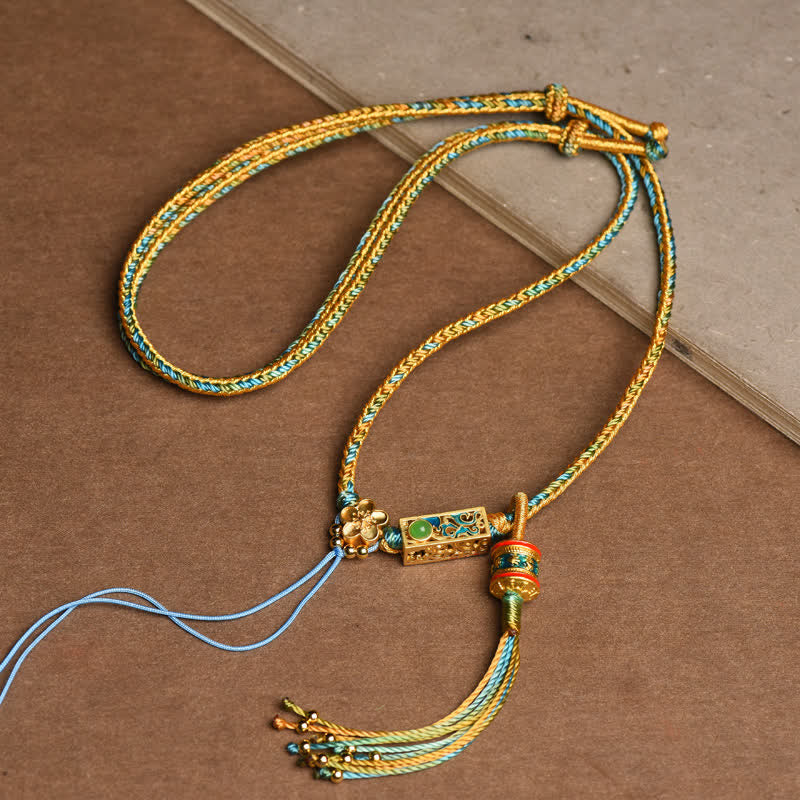 Colorful String Copper Wealth Necklace Pendant