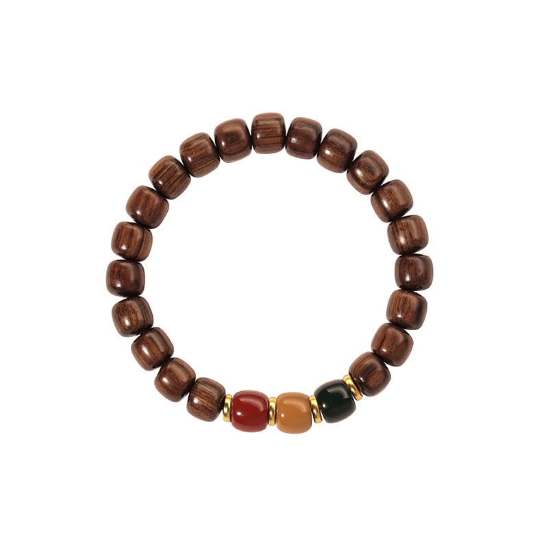 Handmade Natural Wood & Copper Beaded Meditation Bracelet