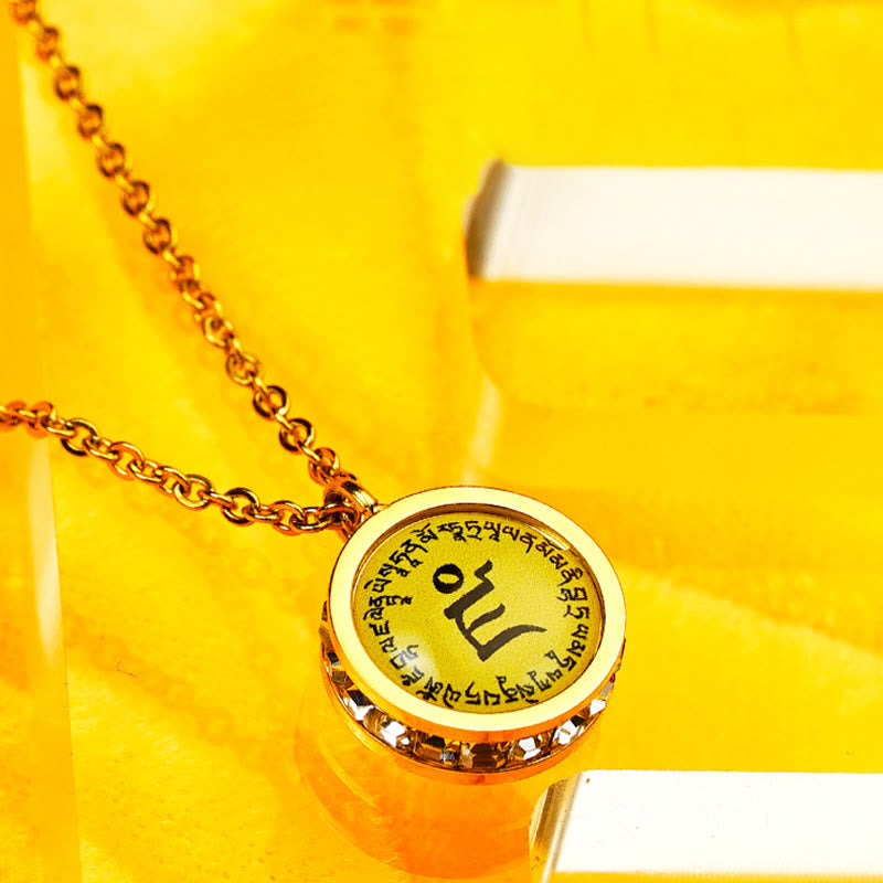 Tibetan Yellow God Of Wealth Green Tara Buddha Serenity Titanium Steel Necklace Pendant