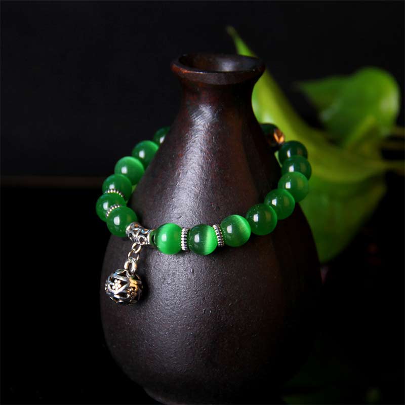 Handmade Tibetan Cat's Eye Chrysoberyl Natural Gemstone Bracelet