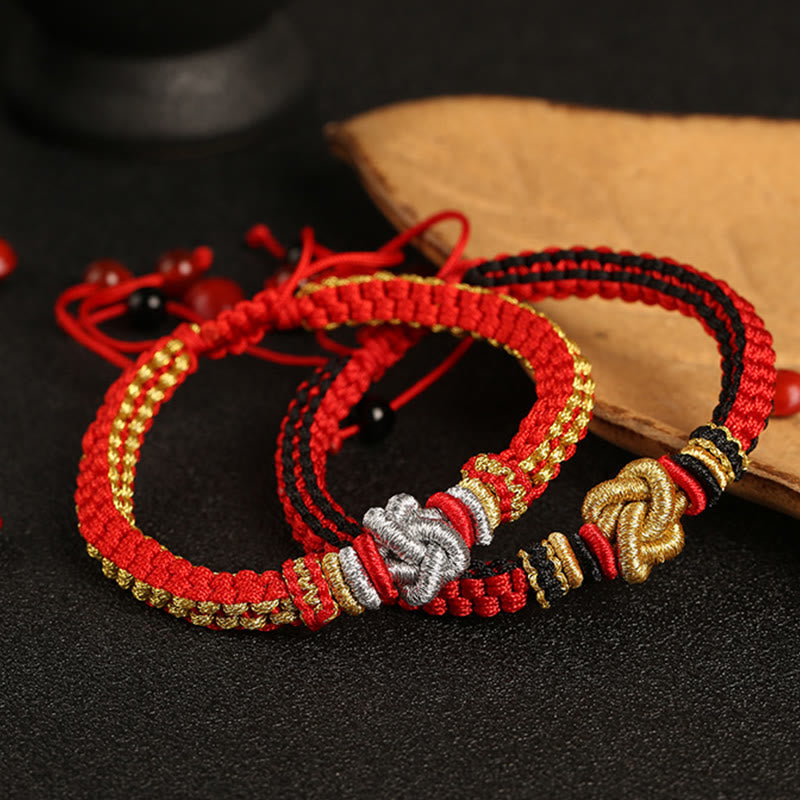 Handmade Colorful Rope Endless Knot Adjustable Couple Bracelet
