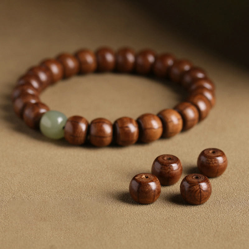 Natural Abelia Biflora Wood Hetian Jade Bamboo Bead Warding Off Evil Spirits Bracelet